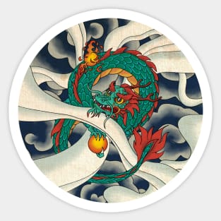 Minhwa: Asian Dragon with Magic Pearl F Type (Korean traditional/folk art) Sticker